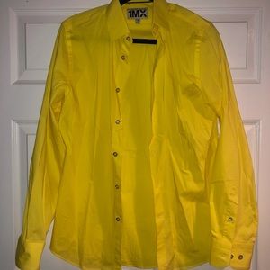 EXPRESS Fitted 1MX Yellow Dress Shirt